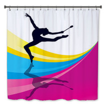 Rhythmic Gymnastics Woman With Clubs Vector Background Bath Decor 56205274