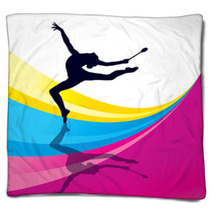 Rhythmic Gymnastics Woman With Clubs Vector Background Blankets 56205274