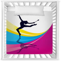 Rhythmic Gymnastics Woman With Clubs Vector Background Nursery Decor 56205274