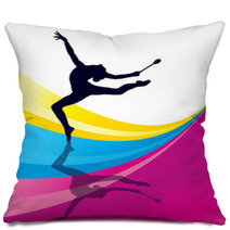 Rhythmic Gymnastics Woman With Clubs Vector Background Pillows 56205274