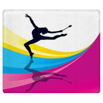 Rhythmic Gymnastics Woman With Clubs Vector Background Rugs 56205274