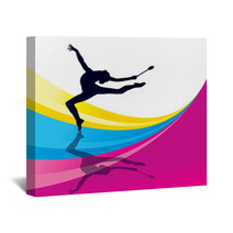 Rhythmic Gymnastics Woman With Clubs Vector Background Wall Art 56205274