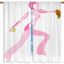Ribbon Softball Pitcher Window Curtains 89068801
