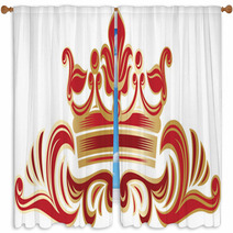 Richly Decorated Border With Crown Window Curtains 103277280