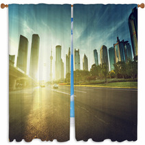Road In Shanghai Lujiazui Financial Center Window Curtains 66881842