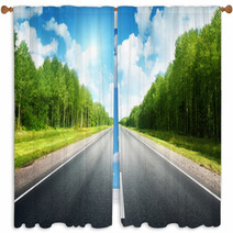 Road In Summer Forest Window Curtains 61515040