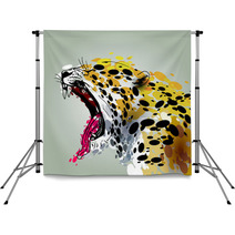 Roaring Jaguar Paint Art Vector Backdrops 97065653