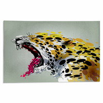 Roaring Jaguar Paint Art Vector Rugs 97065653