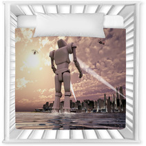 Robot Gigante Llegando Por El Mar A Una Ciudad Nursery Decor 66093620