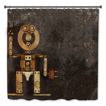Robot Of The Metal Parts On A Dark Grungy Background Bath Decor 63188175