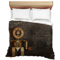 Robot Of The Metal Parts On A Dark Grungy Background Bedding 63188175