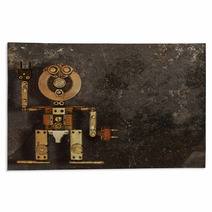 Robot Of The Metal Parts On A Dark Grungy Background Rugs 63188175