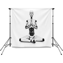 Robot Woman Meditating. Backdrops 58593522