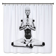 Robot Woman Meditating. Bath Decor 58593522