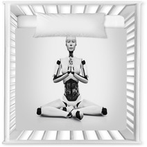 Robot Woman Meditating. Nursery Decor 58593522