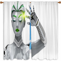 Robot Woman Window Curtains 65112272