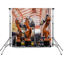 Robots Welding In A Production Line Backdrops 65895205