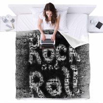 Rock And Roll Grunge Music Word Backgrounds And Texture Blankets 54593447