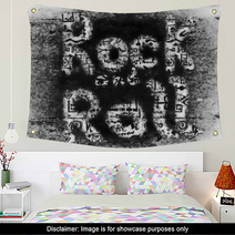 Rock And Roll Grunge Music Word Backgrounds And Texture Wall Art 54593447