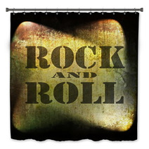 Rock And Roll Music, Old Rusty Wall Background Bath Decor 59993571
