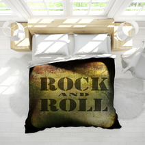 Rock And Roll Music, Old Rusty Wall Background Bedding 59993571