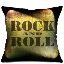 Rock And Roll Music, Old Rusty Wall Background Pillows 59993571