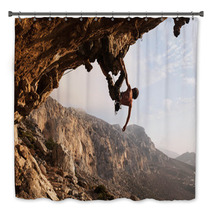 Rock Climber At Sunset, Kalymnos Island, Greece Bath Decor 46067639