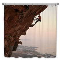 Rock Climber At Sunset, Kalymnos Island, Greece Bath Decor 46068893