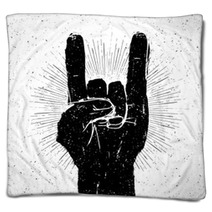 Rock Hand Signs Vector Illustration Blankets 94749471
