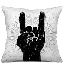 Rock Hand Signs Vector Illustration Pillows 94749471