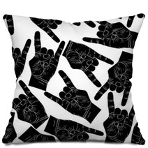 Rock Hands Seamless Pattern Rock Metal Rock And Roll Music St Pillows 89062121