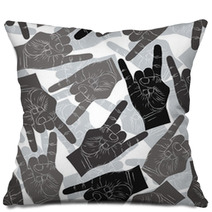 Rock Hands Seamless Pattern Rock Metal Rock And Roll Music St Pillows 89066066