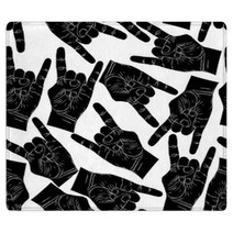 Rock Hands Seamless Pattern Rock Metal Rock And Roll Music St Rugs 89062121