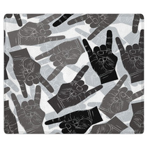 Rock Hands Seamless Pattern Rock Metal Rock And Roll Music St Rugs 89066066