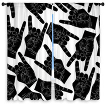 Rock Hands Seamless Pattern Rock Metal Rock And Roll Music St Window Curtains 89062121