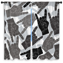 Rock Hands Seamless Pattern Rock Metal Rock And Roll Music St Window Curtains 89066066