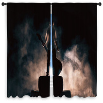 Rock Musician And Large Guitar A Lot Of Smoke Window Curtains 87171147