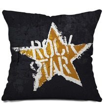 Rock Star Vector Grunge Design Pillows 107133916