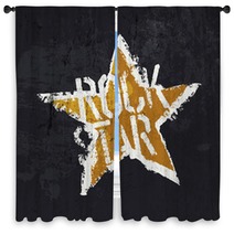 Rock Star Vector Grunge Design Window Curtains 107133916