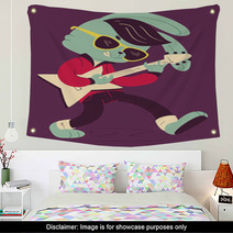 Rockabilly Bunny Playing Guitar Wall Art 105108374