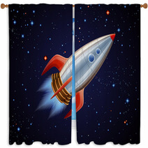 Rocket In Space Window Curtains 63062560