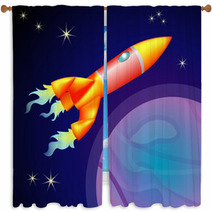 Rocket Space Ship Window Curtains 680989
