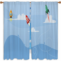 Rockets In The Sky Window Curtains 50934524
