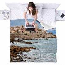 Rocky Coast Of Antibes France French Riviera Cote Dâ€™Azur C Blankets 67994927