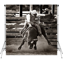 Rodeo Cowboy Bull Riding - Converted With Added Grain Backdrops 3668216