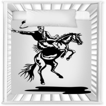 Rodeo Cowboy Riding A Bucking Bronco Nursery Decor 5343986