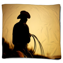 Rodeo Cowboy Silhouette Blankets 20168558