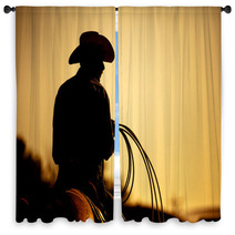 Rodeo Cowboy Silhouette Window Curtains 20168558
