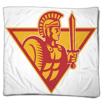 Roman Centurion Soldier With Sword And Shield Blankets 42304279