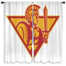 Roman Centurion Soldier With Sword And Shield Window Curtains 42304279
